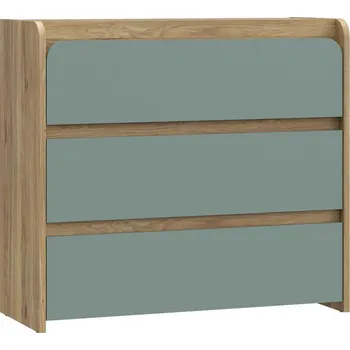 Komoda Komoda Hoa, barvy dubu, šalvějově zelená, 104,4 cm, 94,5 cm, 41,3 cm