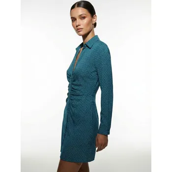 Dámské šaty Sinsay - Viskózové košilové mini šaty s řasením - zelená - 5889J-70X - 5889J-70X-XS