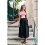 Lněná midi sukně Azora s kšandami černá Velikost: L