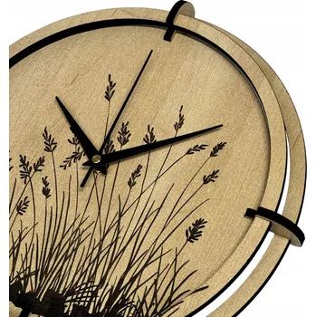 Hodiny Dřevěné nástěnné hodiny luční tráva - Javor Černé ručičky 30 cm