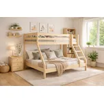 Dětská patrová postel z masivu s rozšířeným spodním lůžkem DENIS - 200x90/140 cm - přírodní