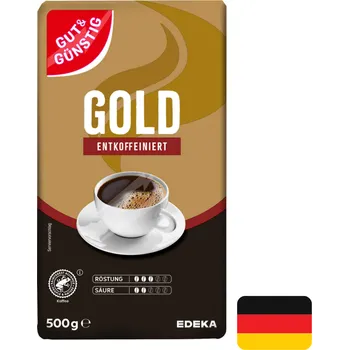 Káva Gut & Günstig káva Gold bez kofeinu pražená, mletá 500 g (Dovoz: Německo)