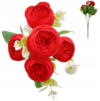 umělá květina Umělá kytice kamélie červená dekorační větvička 31 cm