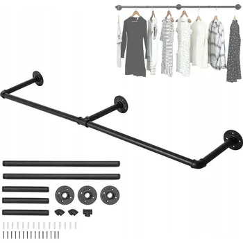 Věšák Šatní tyč nástěnná VĚŠÁK OCELOVÝ černý LOFT 120CM ČERNÁ