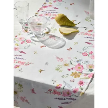 ubrus Sinsay - Běhoun na stůl s květinovým motivem a třásněmi - bílá - 072IO-00X - 072IO-00X-ONE