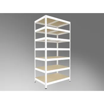 Dílenský regál Kovový regál Biedrax 45 x 60 x 240 cm, bílý, 7 polic OSB 10 mm, nosnost 200 kg na polici