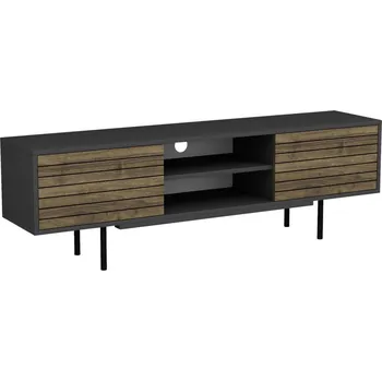 Komoda Nízká komoda, antracitová/barvy ořecha, antracitová, 160 cm, 50,5 cm, 35 cm