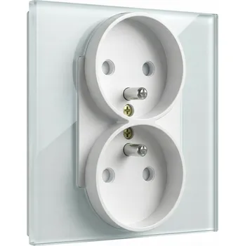 Elektrická zásuvka Elektrická zásuvka Luuna dvojitá nástěnná s uzemněním bílá