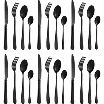 Příbor SADA PŘÍBORŮ Z NEREZOVÉ OCELI DO MYČKY NÁDOBÍ, SADA PŘÍBORŮ 24 KS, ČERNÁ
