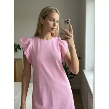 Dámské šaty Sinsay - Mini šaty s ažurovými rukávy - růžová - 419CH-30X - 419CH-30X-XS