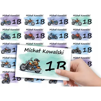 samolepka SAMOLEPKY SE JMÉNEM NA SEŠIT 20 ks - MOTORKY MOTOCYKL HELMA