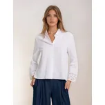 Sinsay - Texturovaná bavlněná košile s krajkovým manžetovým zakončením - bílá - 949GX-00X - 949GX-00X-XS