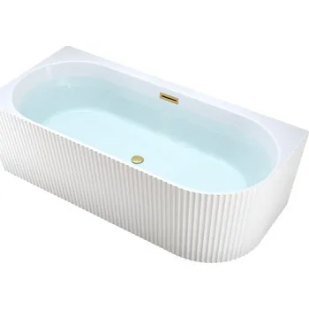 Vana BPS-koupelny Volně stojící rohová akrylátová vana HYD-RIO504D levá 170x75 bílá, odtokový komplet zlatý kartáčovaný