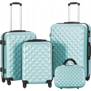 Sada cestovních kufrů s kosmetickou taštičkou, velká, pohodlná, mátově zelená