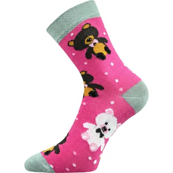 Fuski Boma Voxx Dívčí ponožky s protiskluzem růžová medvídci