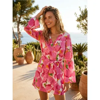 Dámské šaty Sinsay - Květinové mini šaty - vícebarevná - 6103W-MLC - 6103W-MLC-XXS