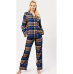 KEY DÁMSKÉ PYŽAMO LNS 481 FLANEL DR Barva: TM. MODRÁ, Velikost: S