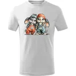 Dětské bavlněné tričko s potiskem - vzor 236 - králičí kamarádi Bílá 158