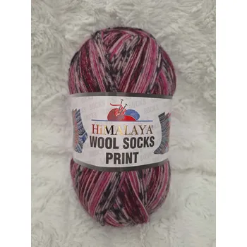 Příze Himalaya Příze Wool socks print - S27-03 vínovo-šedá