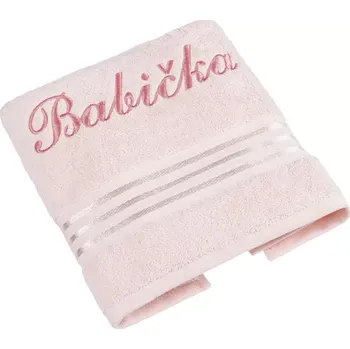 Ručník Bellatex Froté ručník kolekce Linie s výšivkou Babička 50x100 cm Růžová