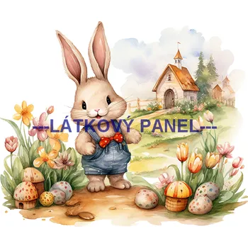 Látkový panel - Zajíček - VE-40 Velikost: 20x20cm, Materiál: Kočárkovina