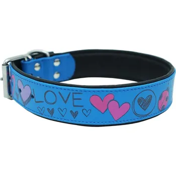 Obojek pro psa Anadi Kožený obojek s nerezovým kováním, 2, 5 cm × 28 - 34, 5 cm, modrý