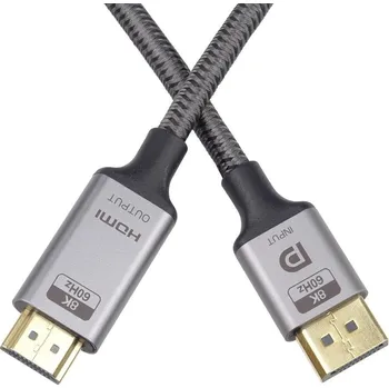 Video kabel PremiumCord kabel DisplayPort 1.4 na HDMI2.1, pro rozlišení 8K@60Hz,4K@144Hz, 2m KPORTADK05-02