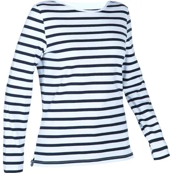 Dámské tričko TRIBORD Dámské tričko s dlouhým rukávem na jachting Sailing 100 bílo-modré 48 BÍLÁ|MODRÁ