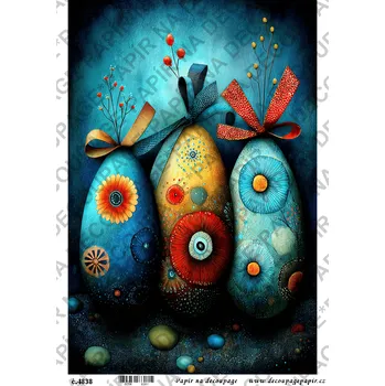 Umělecký papír Rýžový papír, soft papír na decoupage - Velikonoční modré - KB4838 Materiál: Soft, Rozměr: A4