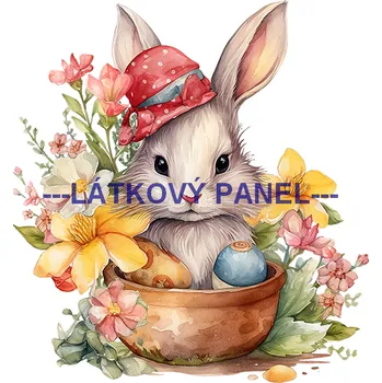 Látkový panel - Zajíček - VE-85 Velikost: 20x20cm, Materiál: Mikroplyš