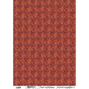 Umělecký papír Rýžový papír, soft papír na decoupage - Cihly na domečky - KB4846 Materiál: Soft, Rozměr: A4