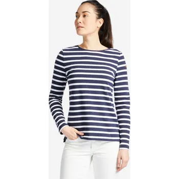 Dámské tričko TRIBORD Dámské tričko s dlouhým rukávem na jachting Sailing 100 modro-bílé 36 MODRÁ