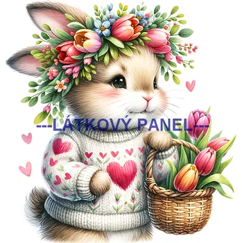 Látkový panel - Zajíček - VE-69 Velikost: 25x25cm, Materiál: Kočárkovina