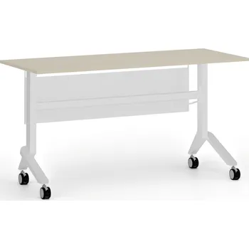 Kancelářská sestava Mobilní stůl PRIMO MOVE, 140x60 cm, bílá podnož, bříza