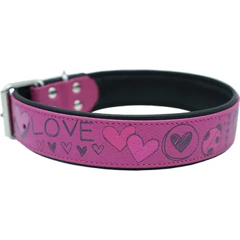 Obojek pro psa Anadi Kožený obojek s nerezovým kováním, 4 cm × 48, 5 × 58, 5 cm, růžový