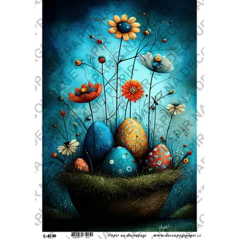 Umělecký papír Rýžový papír, soft papír na decoupage - Velikonoční modré - KB4840 Materiál: Soft, Rozměr: A4