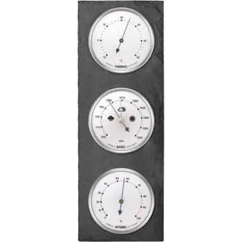 Meteostanice Barometr 8081B s teploměrem a vlhkoměrem - šedo-stříbrný