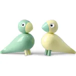 Kay Bojesen Dřevěný ptáček Liliput Light Yellow / Green – set 2 ks