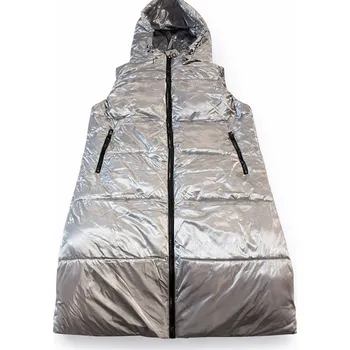 Pláštěnka xcena Dlouhá vesta vyteplená stříbrná Velikost: L/XL
