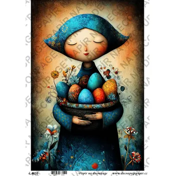 Výtvarný papír Rýžový papír, soft papír na decoupage - Velikonoční modré - KB4835 Materiál: Soft, Rozměr: A4