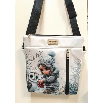 Kubeda Dívčí crossbody kabelka - kočárkovina - Holčička se sovičkou
