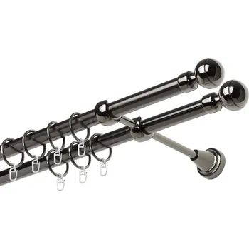 Garnýž Garnýž kovová dvouřadá 19mm Paola double onyx 100 cm (do stěny / kroužky s háčkem)