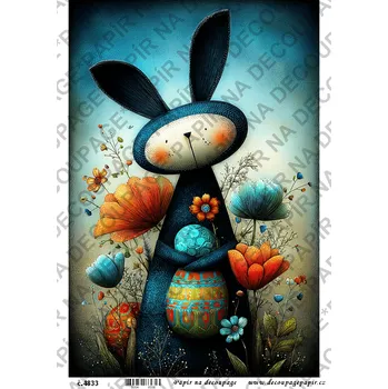 Umělecký papír Rýžový papír, soft papír na decoupage - Velikonoční modré - KB4833 Materiál: Soft, Rozměr: A4