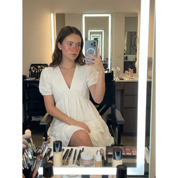 Dámské šaty Sinsay - Mini šaty s viskózou - bílá - 495DA-00X - 495DA-00X-XL