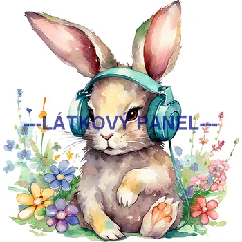 Látkový panel - Zajíček - VE-77 Velikost: 20x20cm, Materiál: Kočárkovina