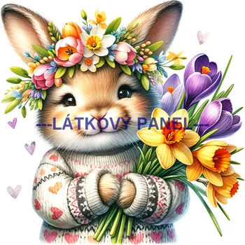 Látkový panel - Zajíček - VE-66 Velikost: 35x35cm, Materiál: Bavlna
