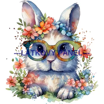 Látkový panel - Zajíček - VE-76 Velikost: 15x15cm, Materiál: Mikroplyš