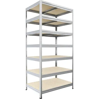 Dílenský regál Kovový regál Biedrax 35 x 75 x 210 cm, pozink, 7 polic OSB 10 mm, nosnost 200 kg na polici