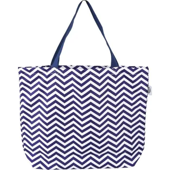 Pleva Omyvatelná nákupní taška z pevné kočárkoviny, modrobílé klikaté pruhy