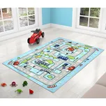 Bellatex Kobereček dětský šířka 100 cm, délka 150 cm Autíčková dráha Modrá,Šedá